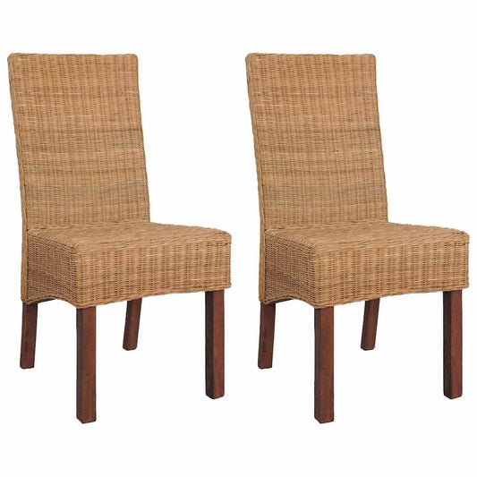 Eetkamerstoelen 2 st natuurlijk rattan bruin