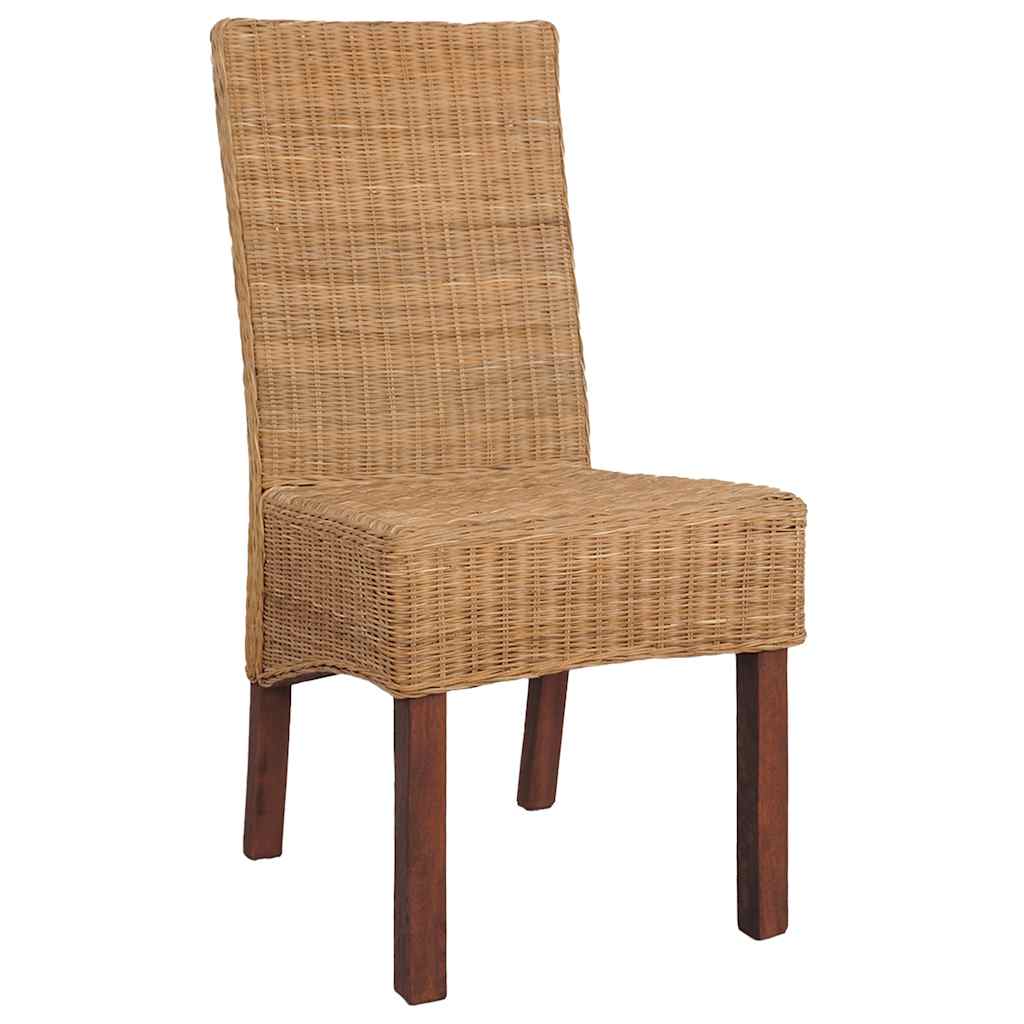 Eetkamerstoelen 2 st natuurlijk rattan bruin