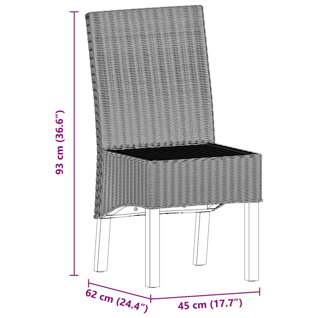 Eetkamerstoelen 2 st natuurlijk rattan bruin