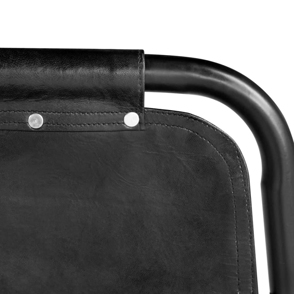 Eetkamerstoelen 2 st echt leer zwart