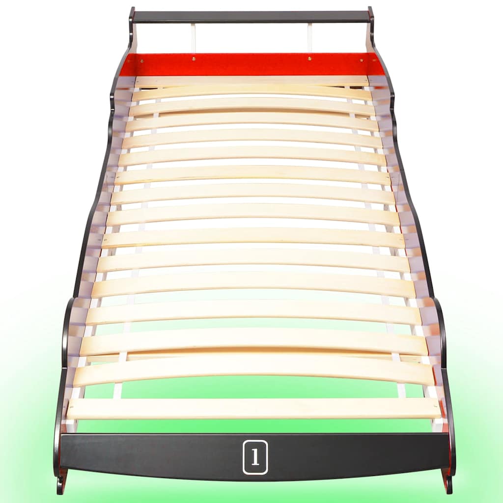 Kinderbed raceauto met LED-verlichting rood 90x200 cm