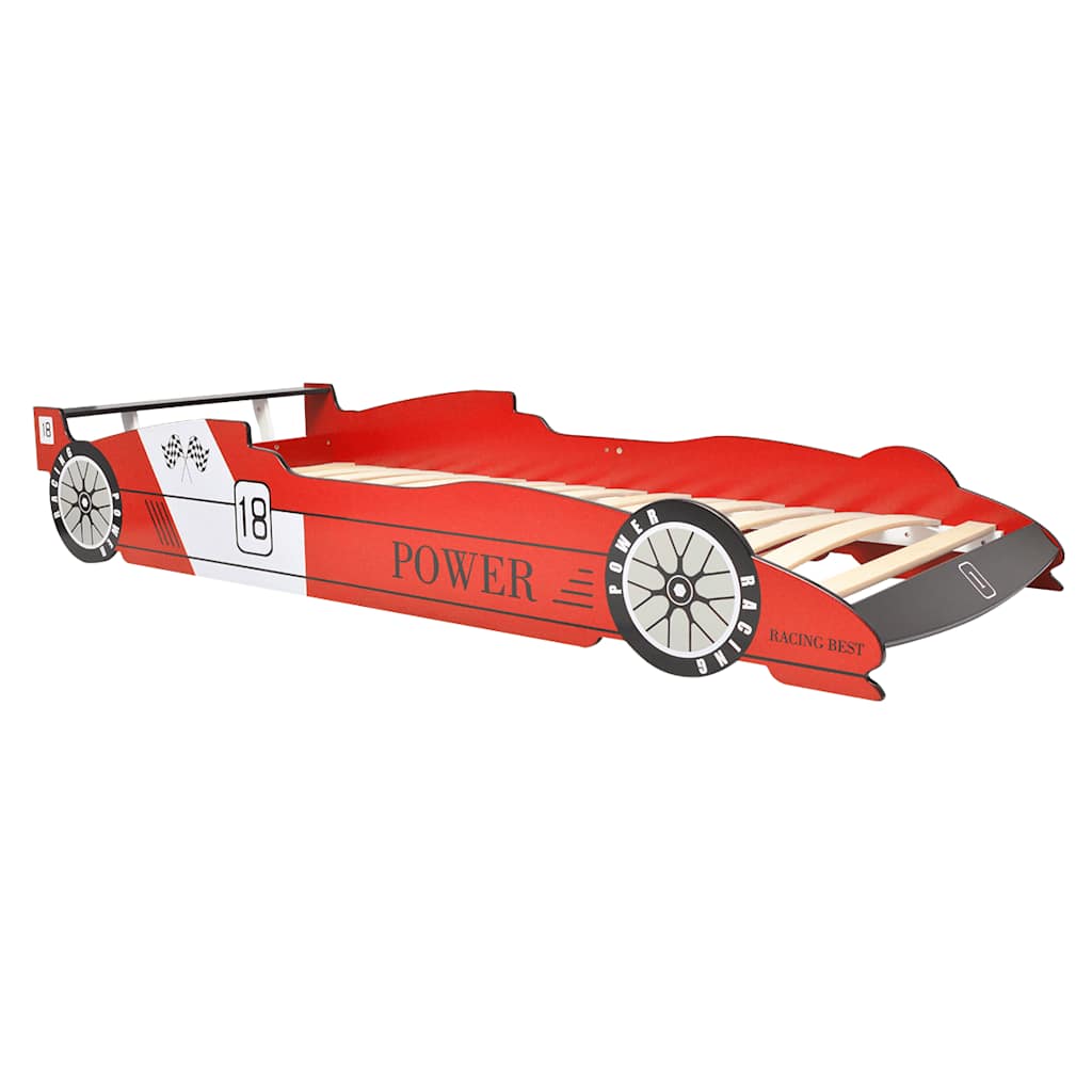 Kinderbed raceauto met LED-verlichting rood 90x200 cm