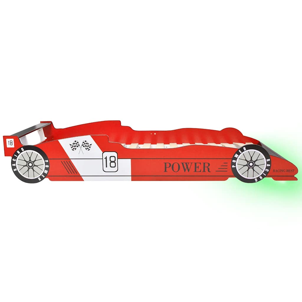 Kinderbed raceauto met LED-verlichting rood 90x200 cm