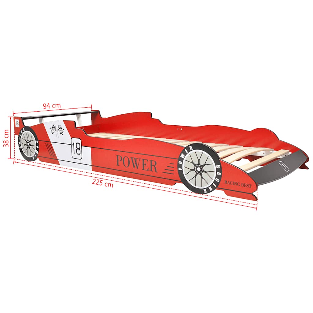 Kinderbed raceauto met LED-verlichting rood 90x200 cm