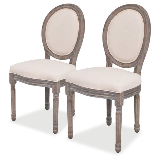 Eetkamerstoelen 2 st stof crèmekleurig