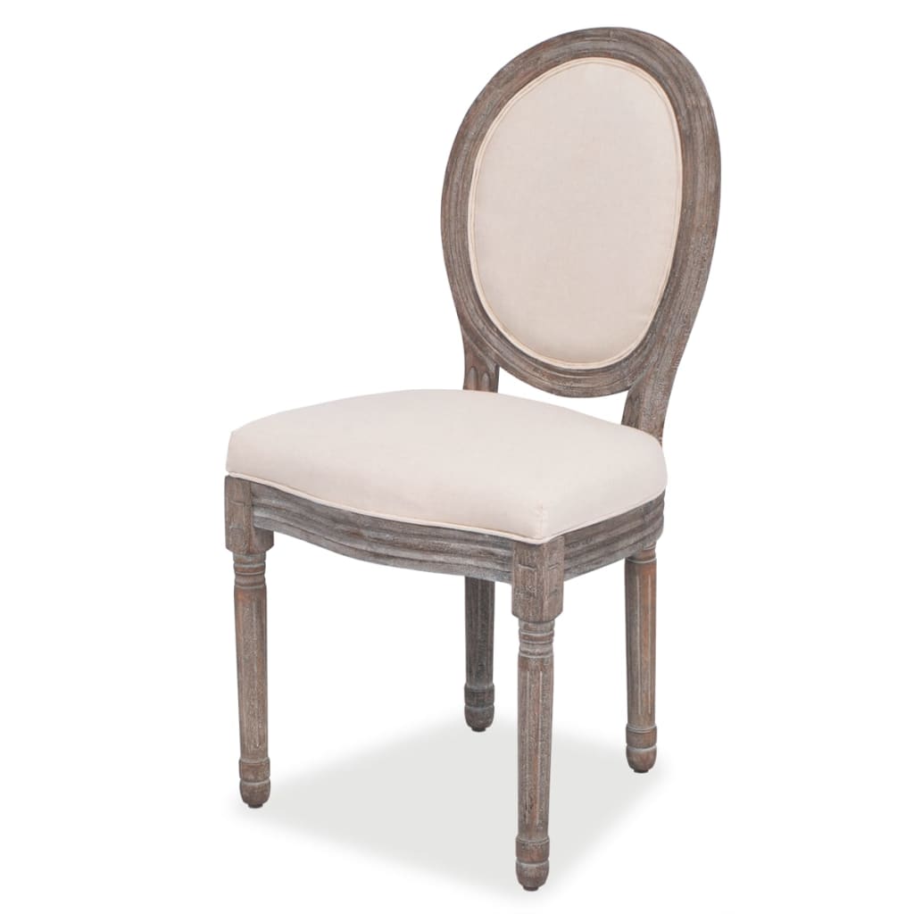 Eetkamerstoelen 2 st stof crèmekleurig