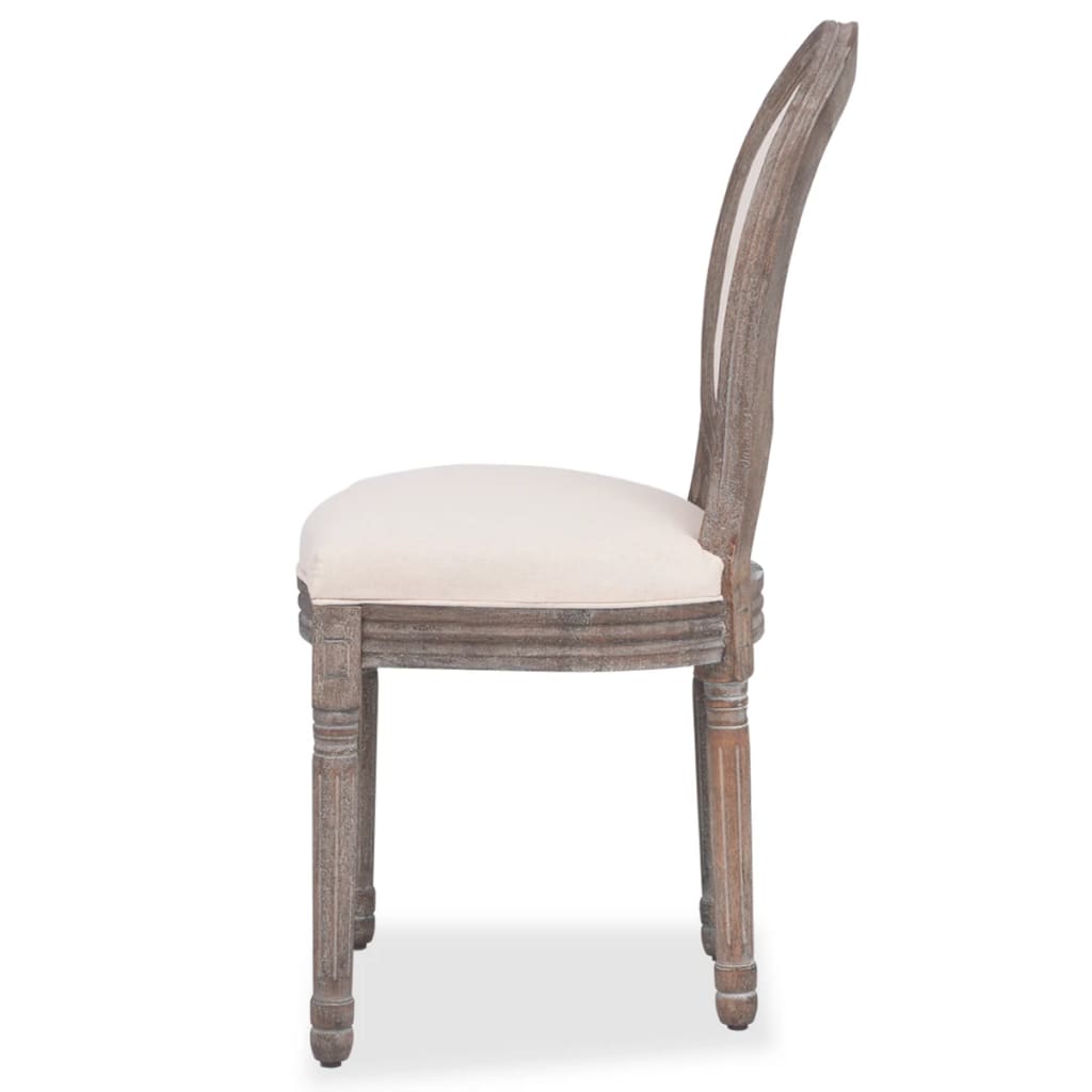 Eetkamerstoelen 2 st stof crèmekleurig