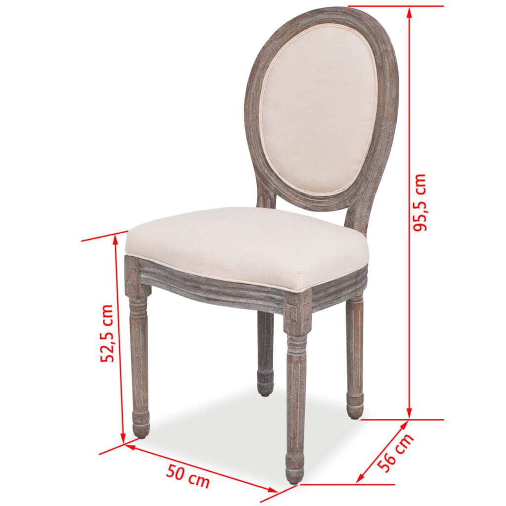 Eetkamerstoelen 2 st stof crèmekleurig