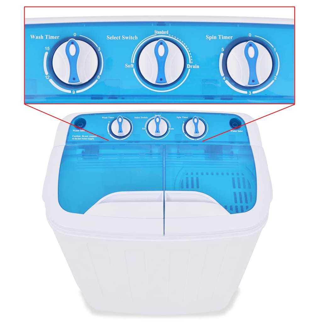 Mini wasmachine met dubbele trommel 5,6 kg