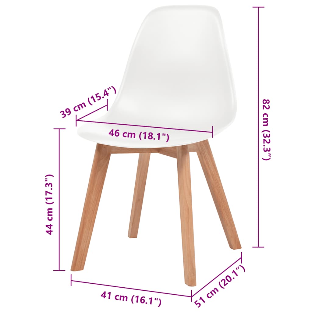 Eetkamerstoelen 4 st kunststof wit