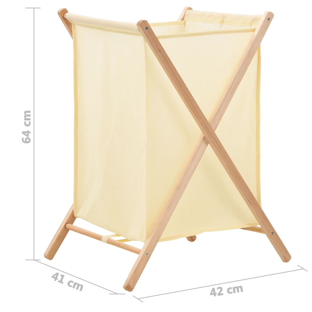 Wasmand 42x41x64 cm cederhout en stof beige