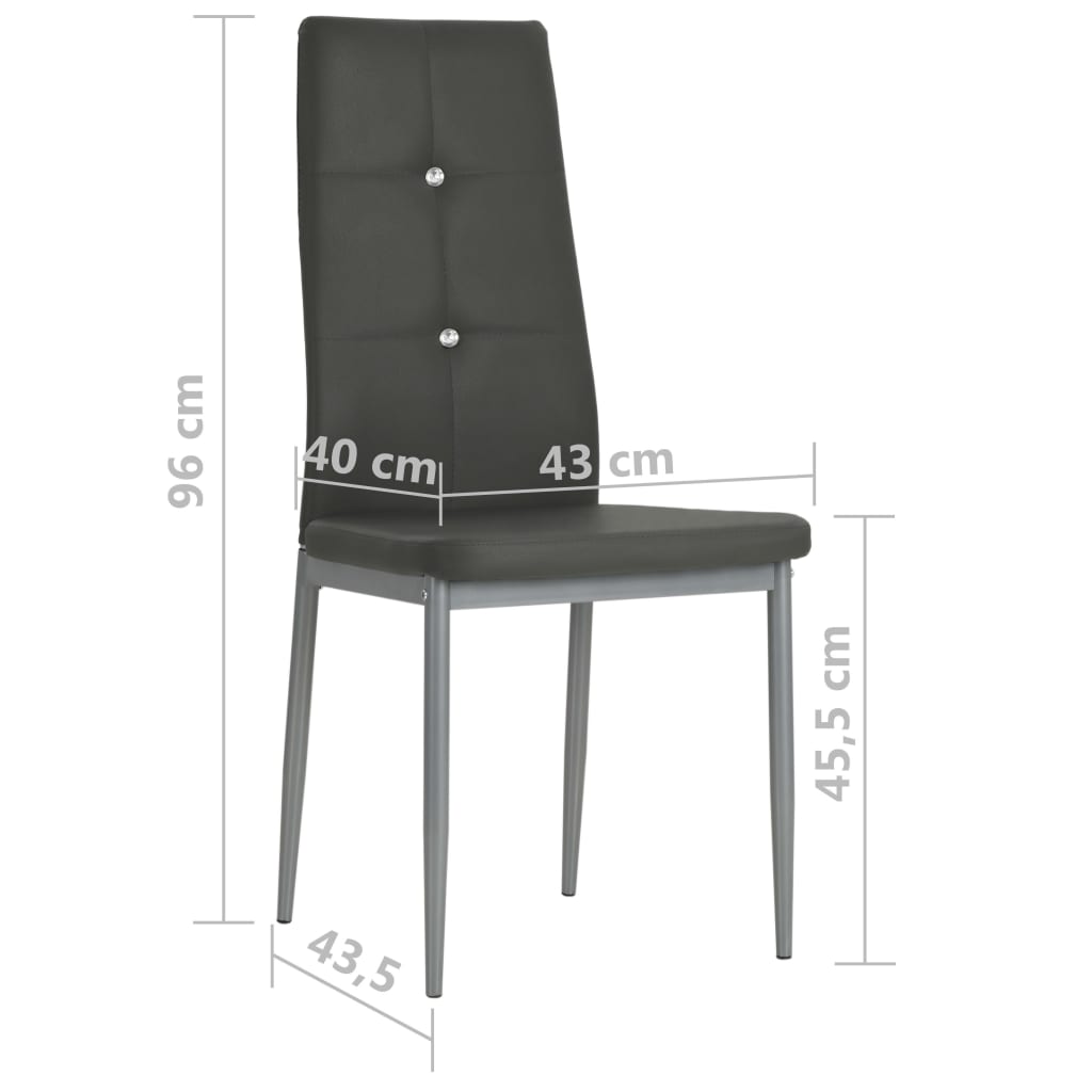 Eetkamerstoelen 4 st kunstleer grijs
