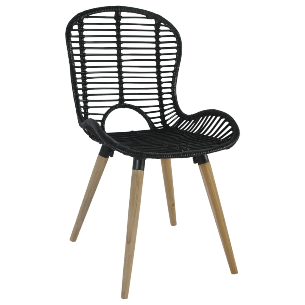 Eetkamerstoelen 4 st natuurlijk rattan zwart