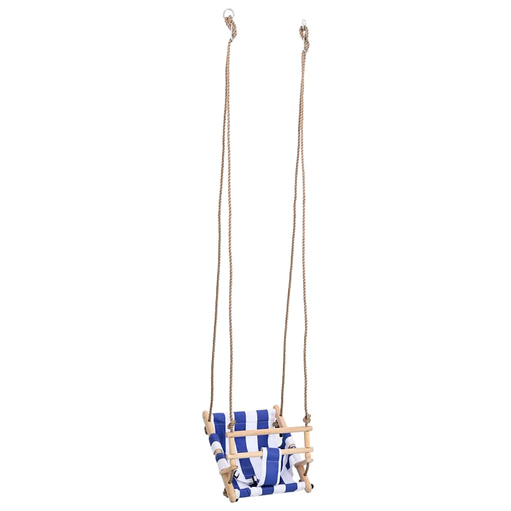 Babyschommel met veiligheidsgordel katoen hout blauw