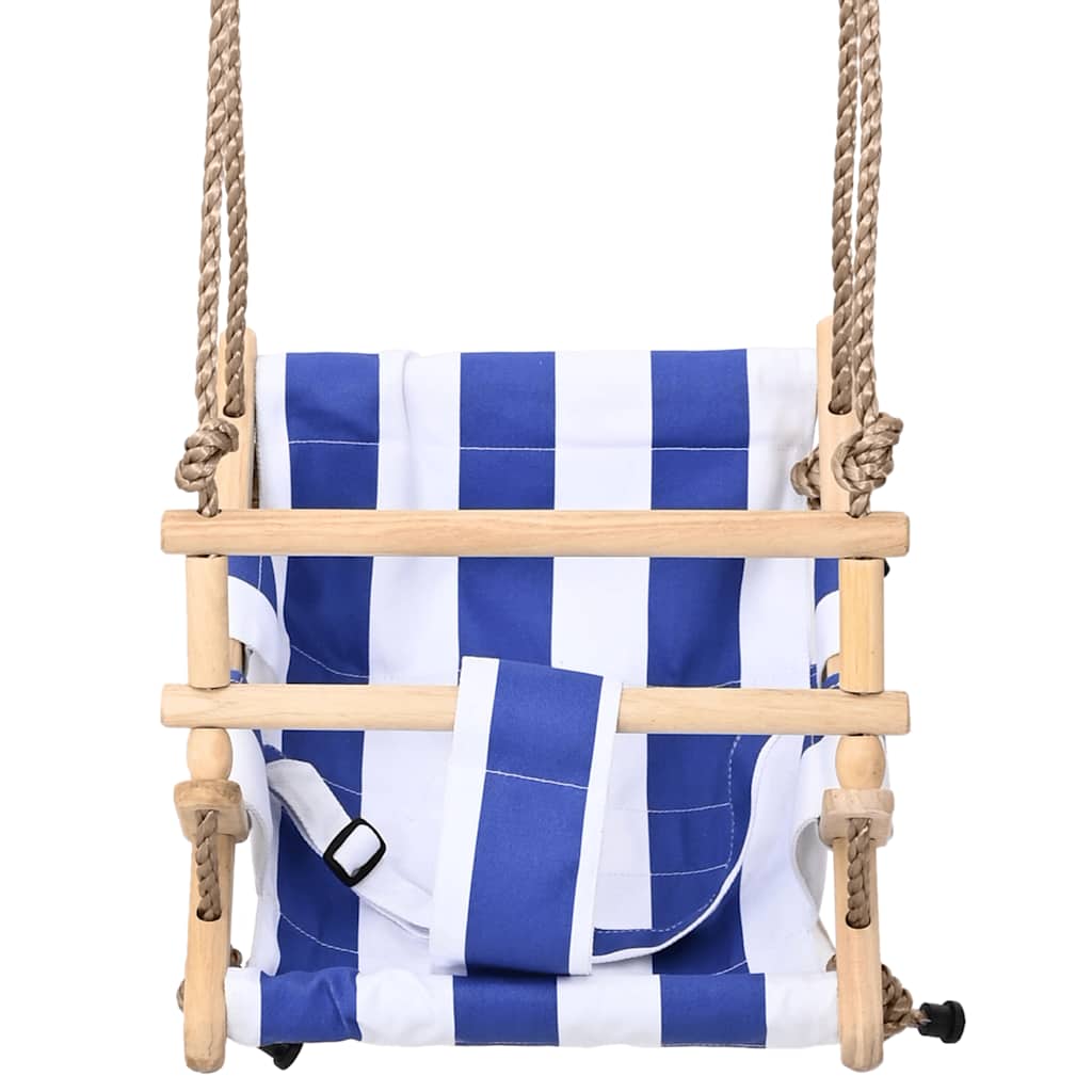 Babyschommel met veiligheidsgordel katoen hout blauw