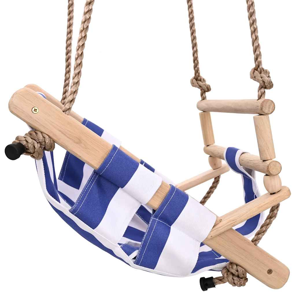 Babyschommel met veiligheidsgordel katoen hout blauw
