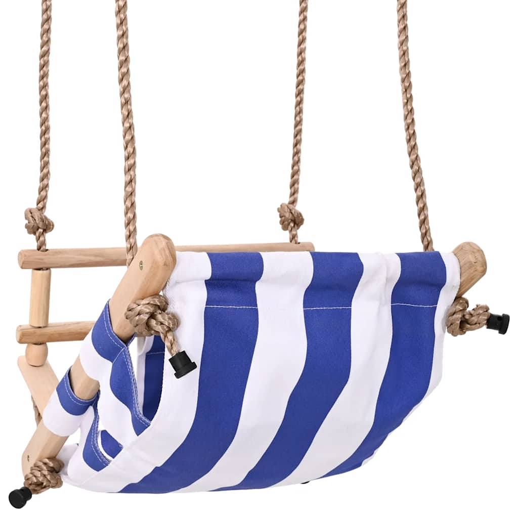 Babyschommel met veiligheidsgordel katoen hout blauw