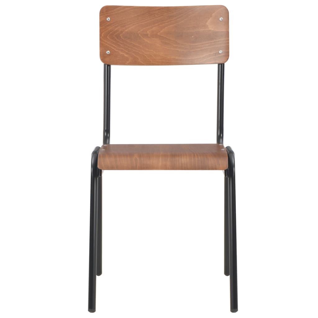 Eetkamerstoelen 2 st massief multiplex staal bruin