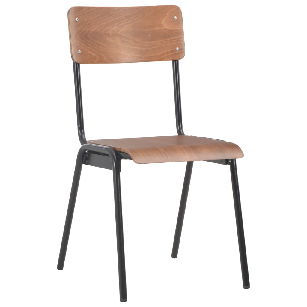Eetkamerstoelen 2 st massief multiplex staal bruin
