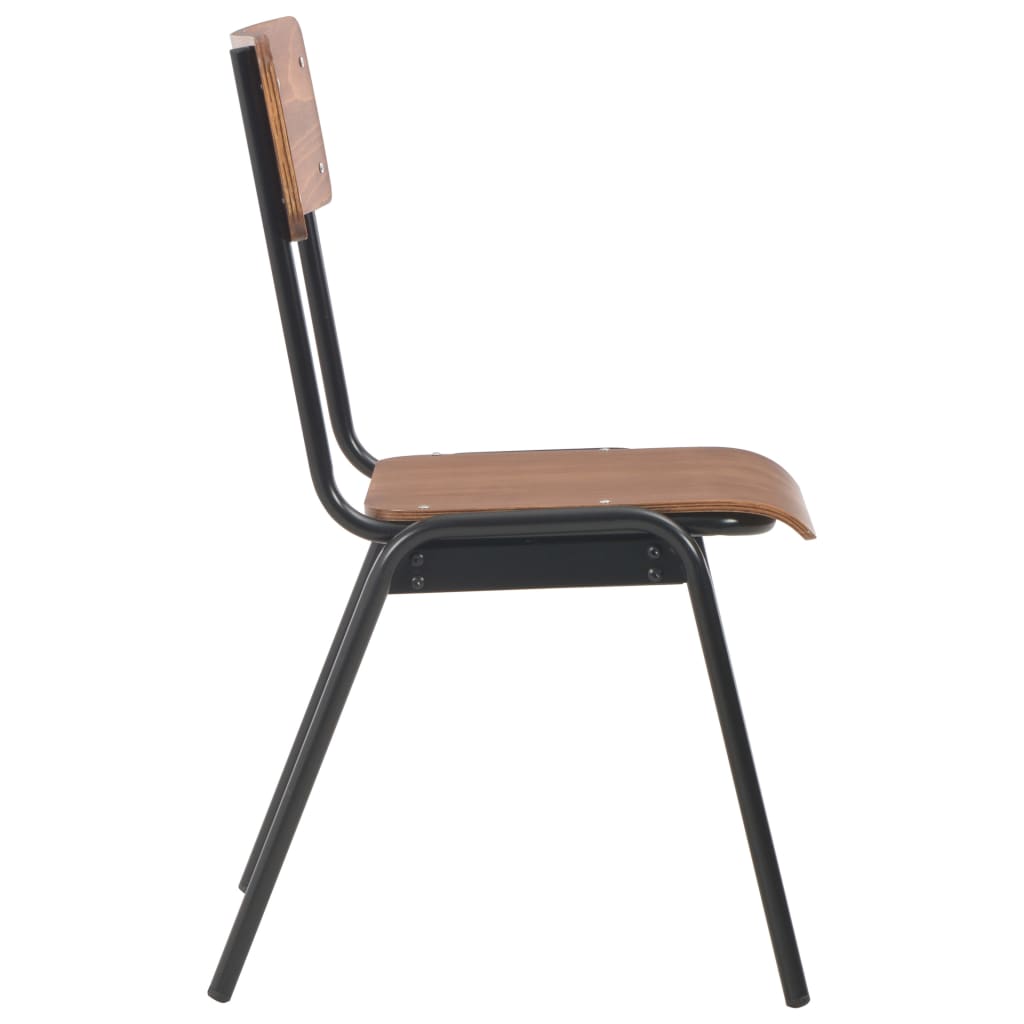 Eetkamerstoelen 2 st massief multiplex staal bruin