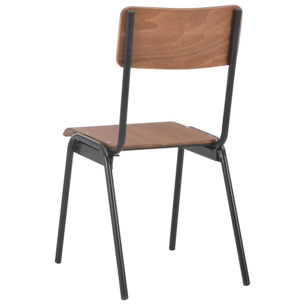 Eetkamerstoelen 2 st massief multiplex staal bruin