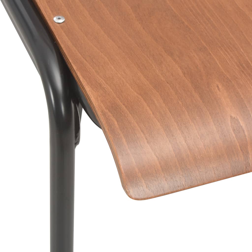 Eetkamerstoelen 2 st massief multiplex staal bruin
