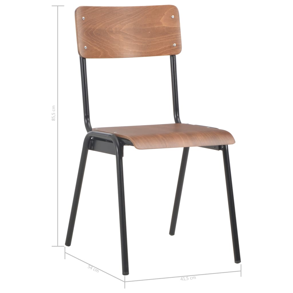 Eetkamerstoelen 2 st massief multiplex staal bruin