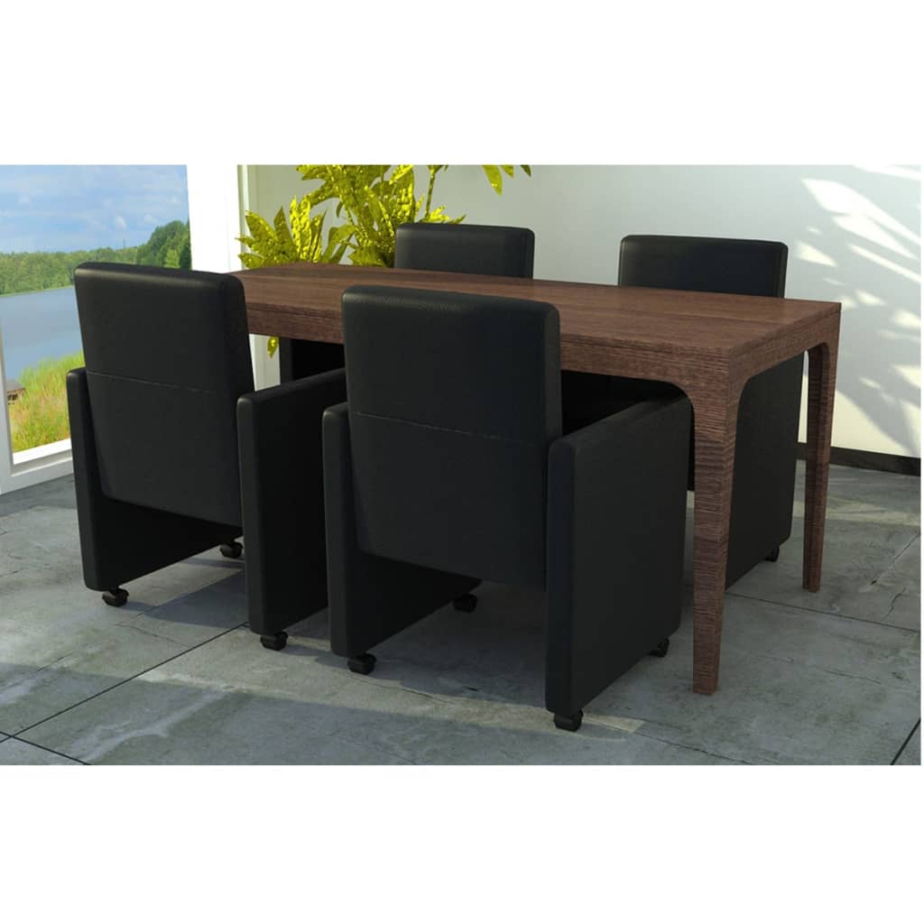 Eetkamerstoelen 4 st kunstleer zwart