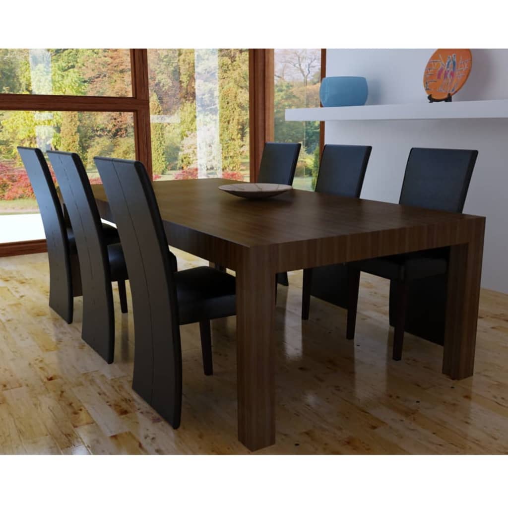 Eetkamerstoelen 6 st kunstleer zwart