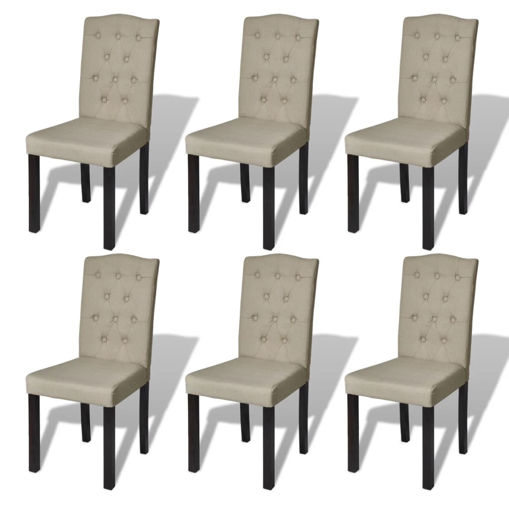 Eetkamerstoelen 6 st stof camel