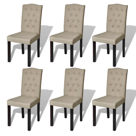 Eetkamerstoelen 6 st stof camel