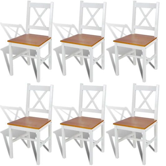 Eetkamerstoelen 6 st grenenhout wit