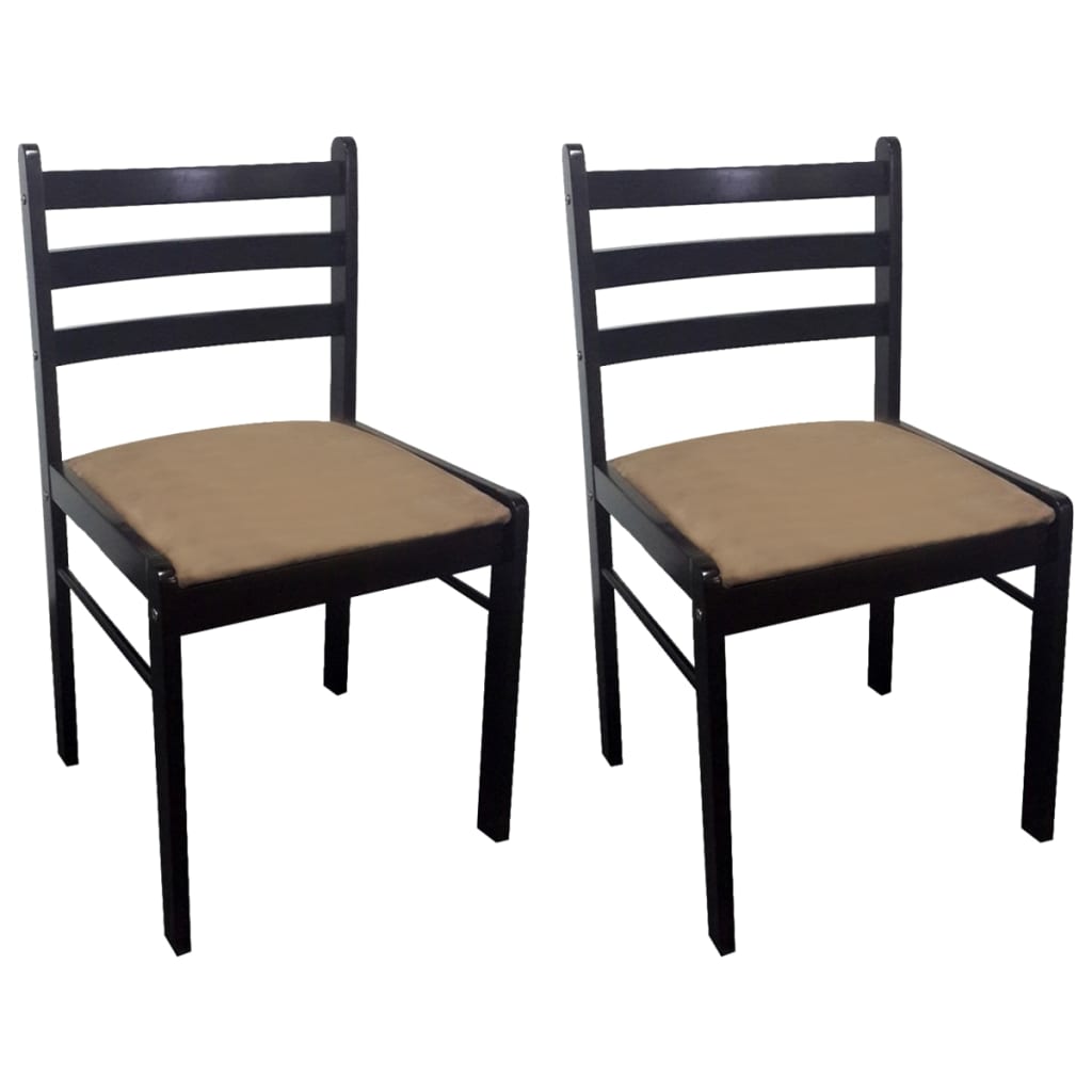 Eetkamerstoelen 2 st massief rubberwood en fluweel bruin