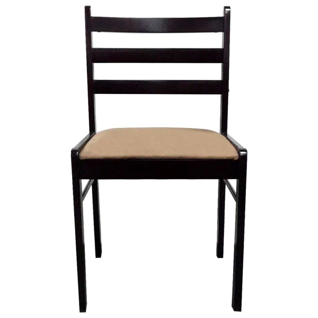Eetkamerstoelen 2 st massief rubberwood en fluweel bruin