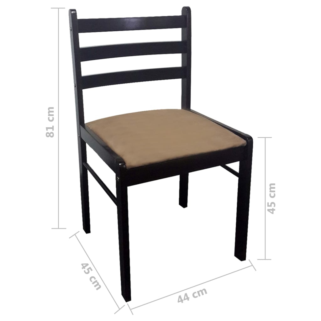 Eetkamerstoelen 2 st massief rubberwood en fluweel bruin