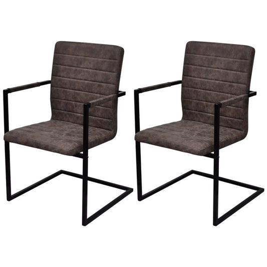 Eetkamerstoelen 2 st kunstleer bruin
