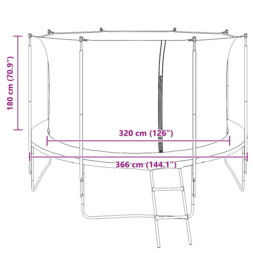 Veiligheidsnet voor 3,66 m ronde trampoline