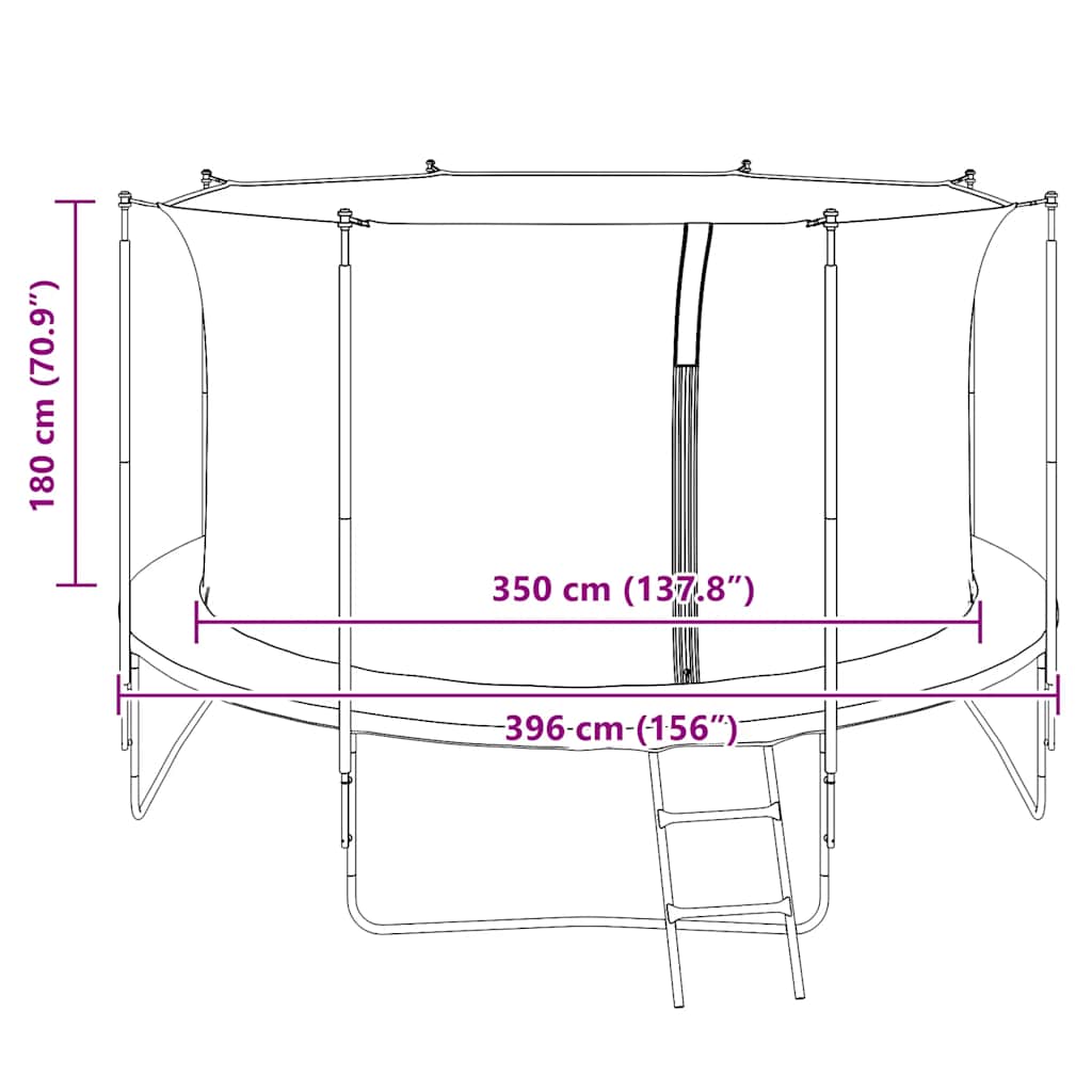 Veiligheidsnet voor 3,96 m ronde trampoline