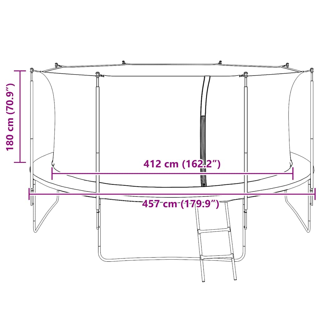 Veiligheidsnet voor 4,57 m ronde trampoline