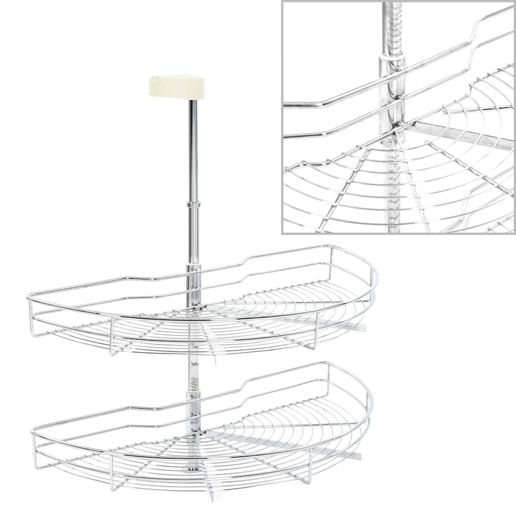 Draadmand keuken 2-laags 180 graden 75x38x80 cm zilverkleurig