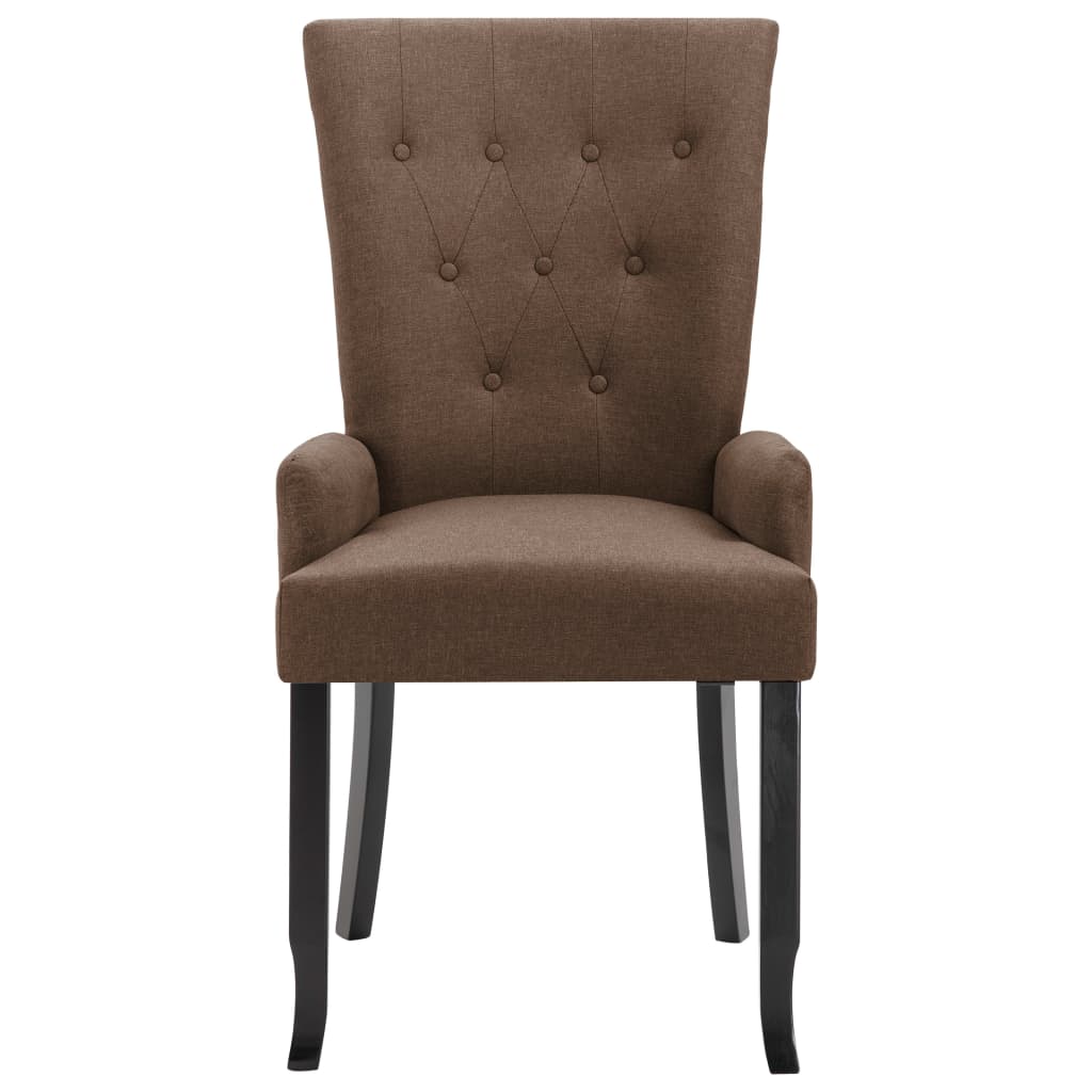 Eetkamerstoelen 2 st met armleuningen stof bruin