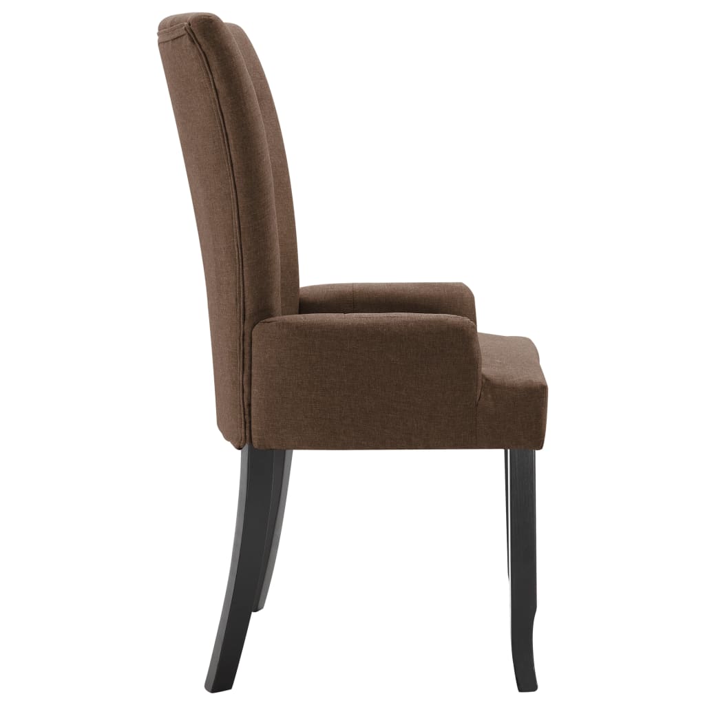 Eetkamerstoelen 2 st met armleuningen stof bruin