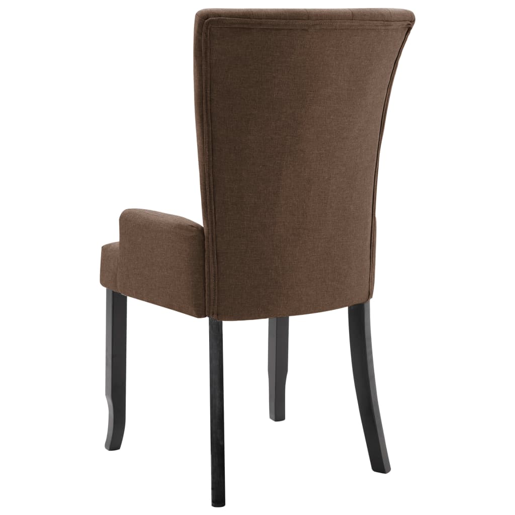 Eetkamerstoelen 2 st met armleuningen stof bruin