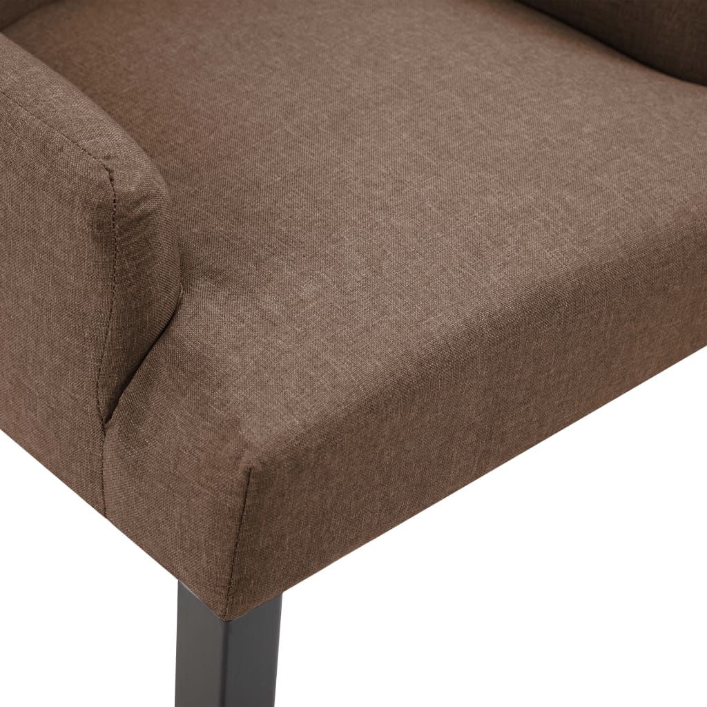 Eetkamerstoelen 2 st met armleuningen stof bruin