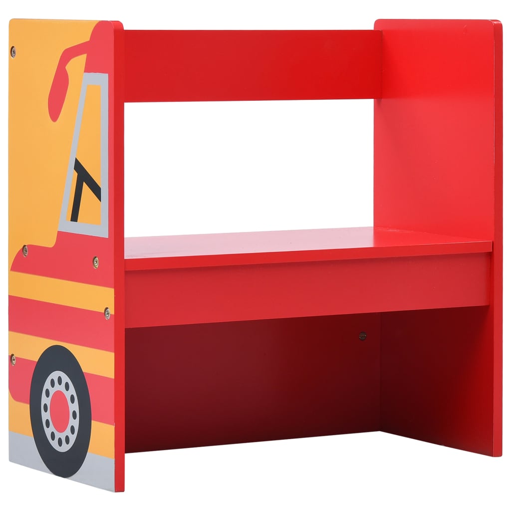 3-delige Kinderstoelen- en tafelset brandweerwagenontwerp hout