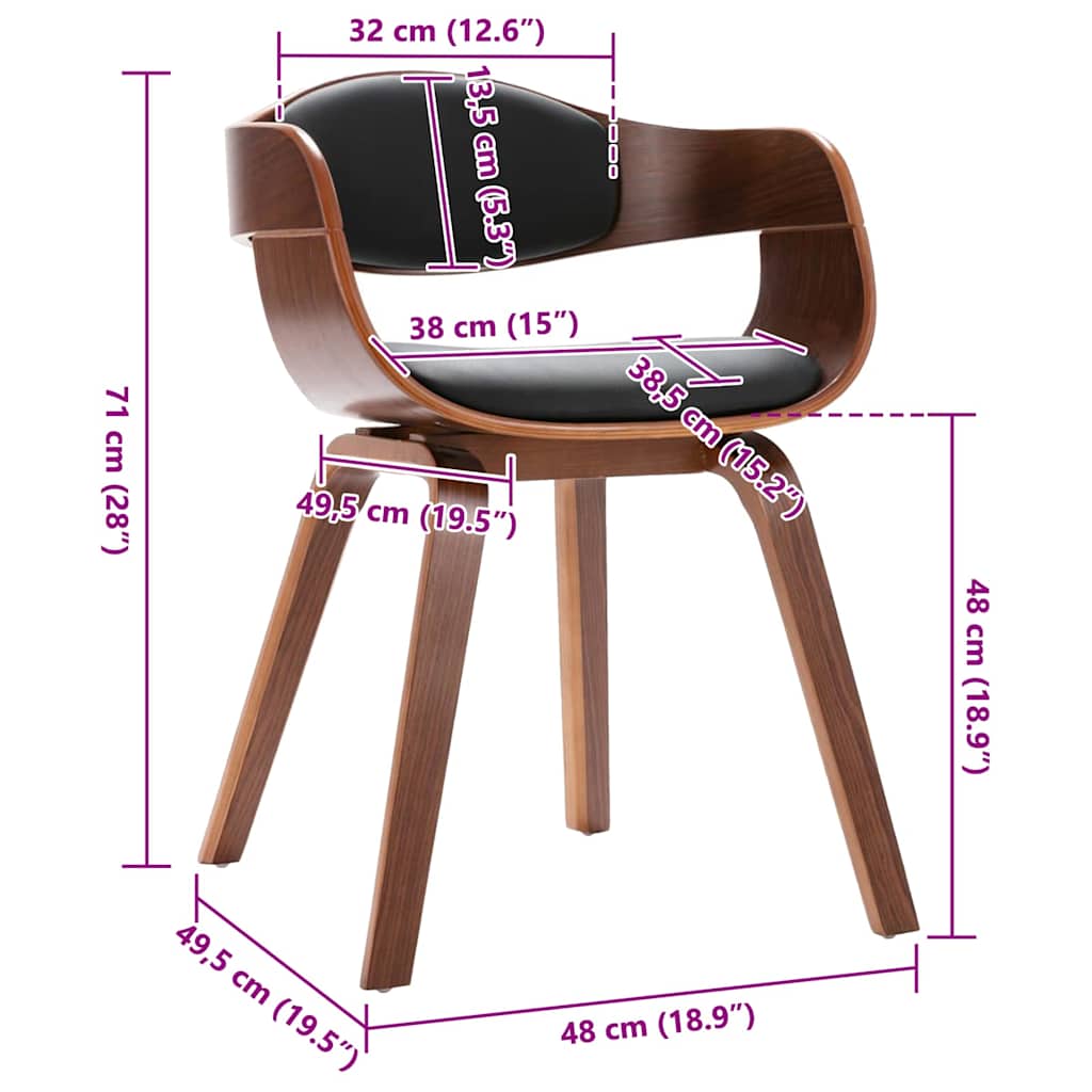 Eetkamerstoelen 2 st gebogen hout en kunstleer