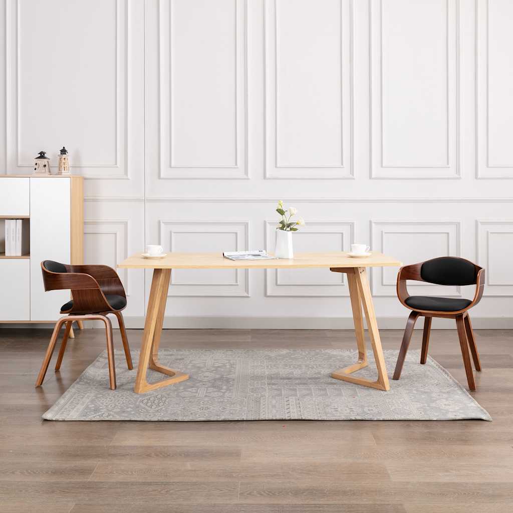 Eetkamerstoelen 2 st gebogen hout en kunstleer