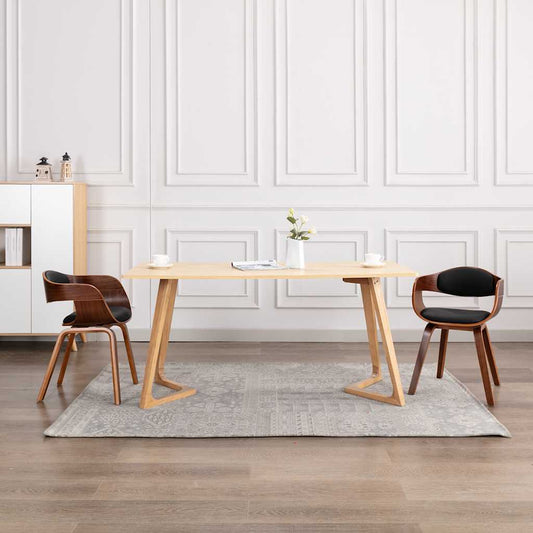 Eetkamerstoelen 2 st gebogen hout en kunstleer