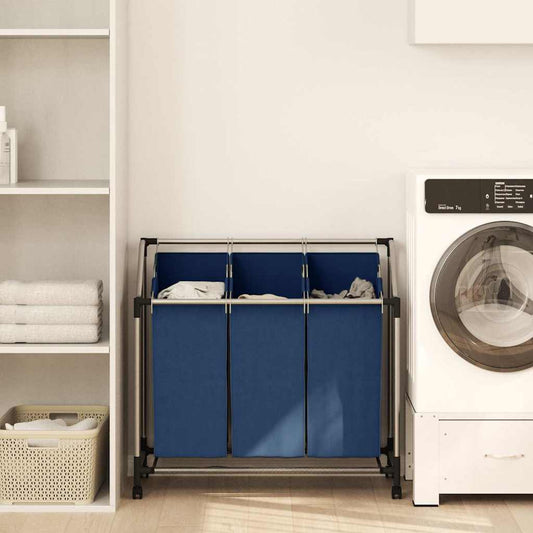 Wassorteerder met 3 zakken staal blauw