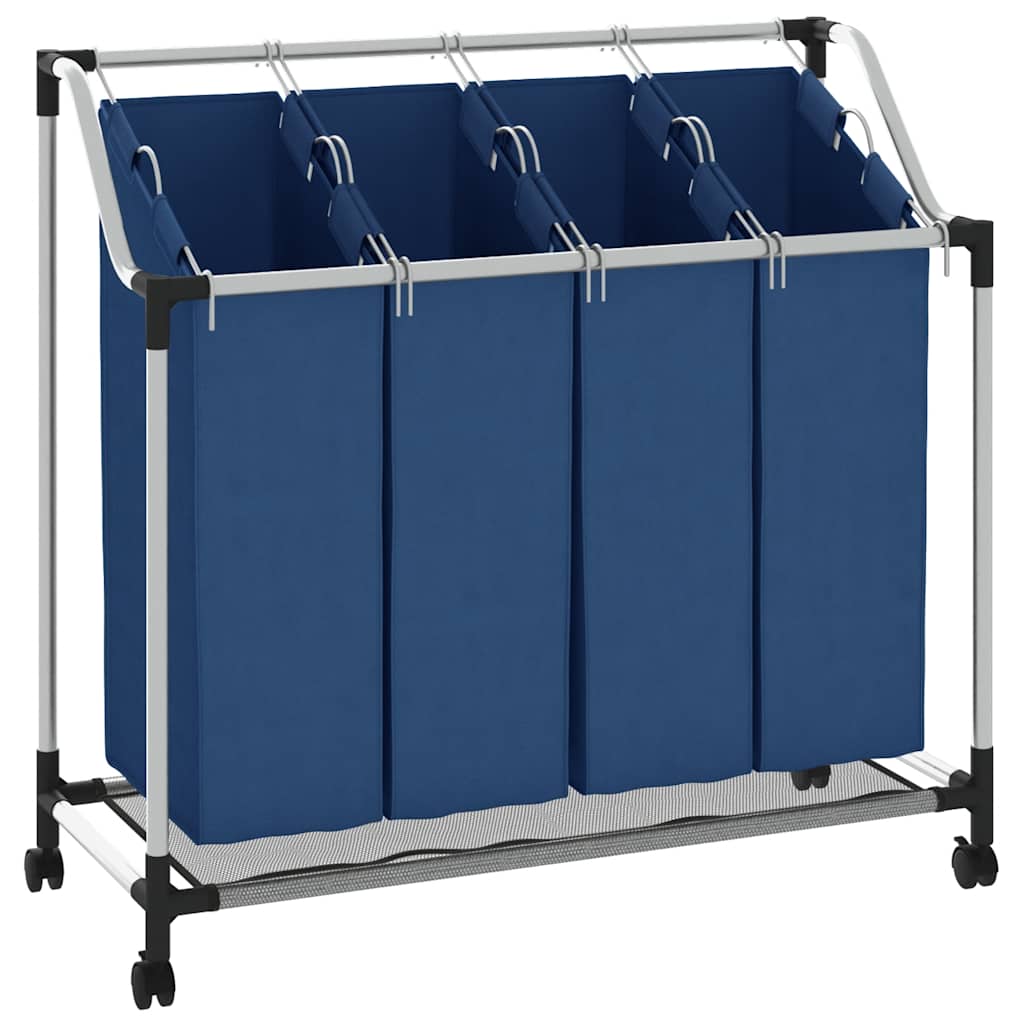 Wassorteerder met 4 zakken staal blauw
